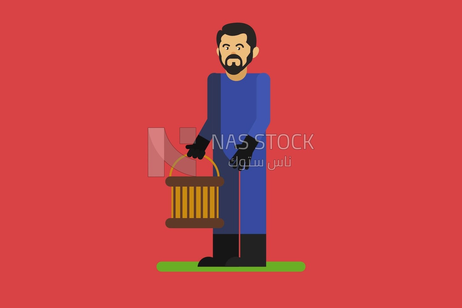 Character of a farmer holding a bucket, vector illustrator