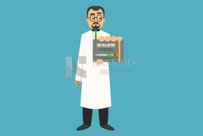 Character of a doctor holding a diabetes test, vector illustrator