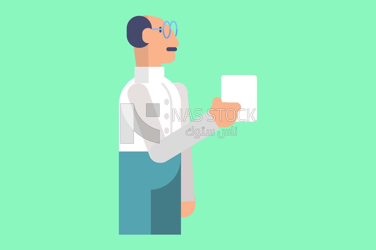 Character of a gulf man standing and holding a paper, vector illustrator