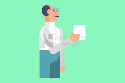 شخصية رجل خليجي يقف ويحمل ورقة، فيكتور اليستريتور