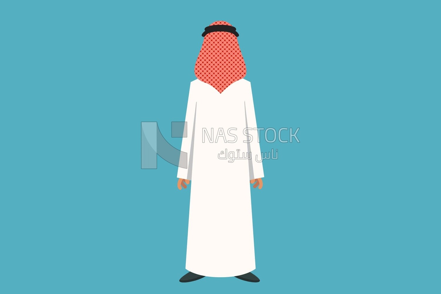 Back view of a character of a gulf man standing, vector illustrator