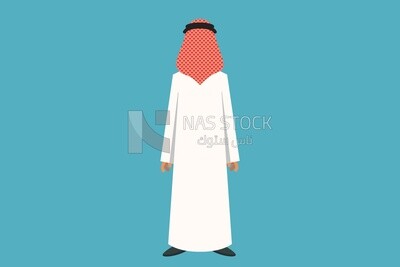 Back view of a character of a gulf man standing, vector illustrator