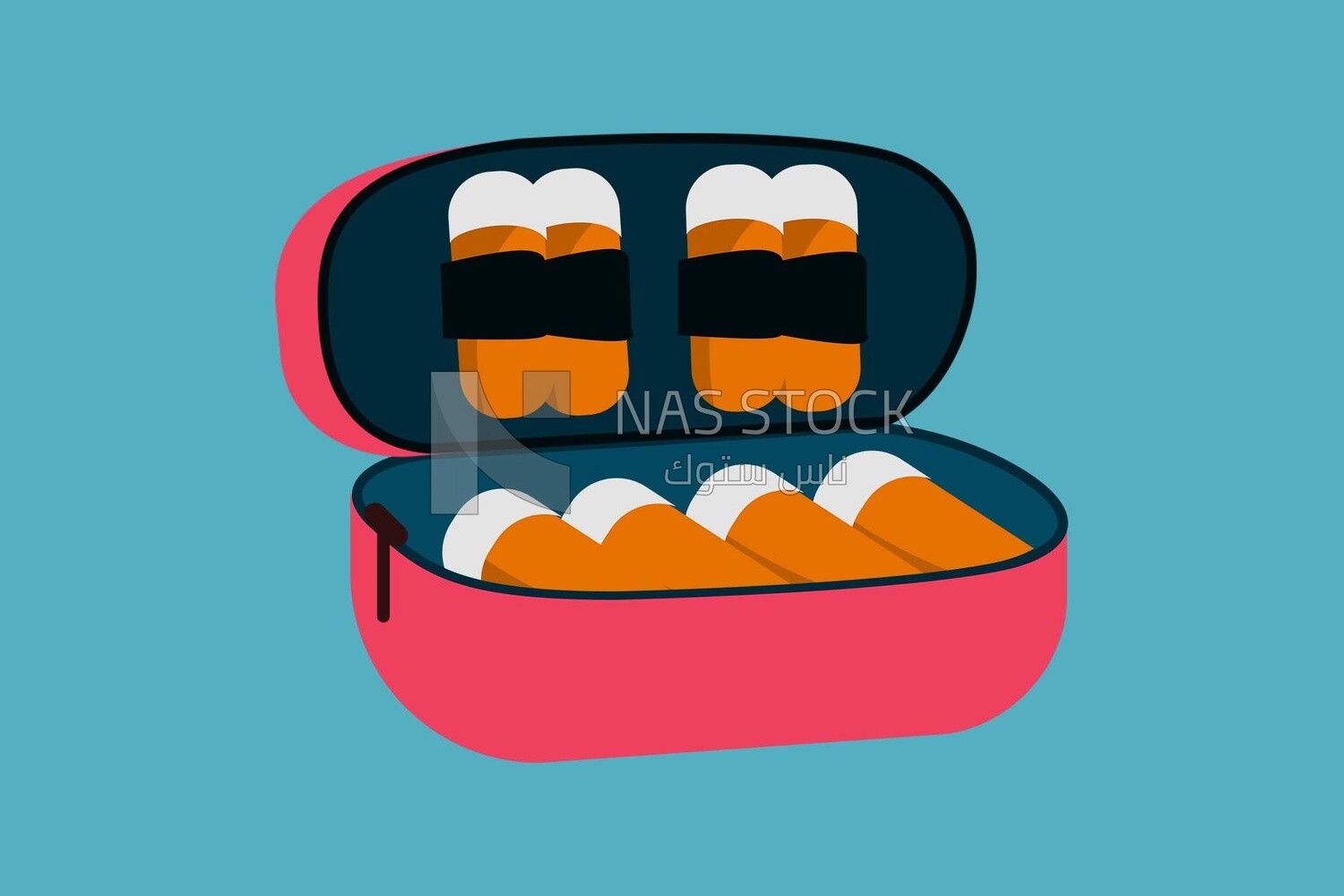 Bag with a sushi roll on it, icons and templates, vector illustrator