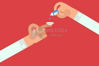 Character holding a drop and lenses, icons and templates, vector illustrator