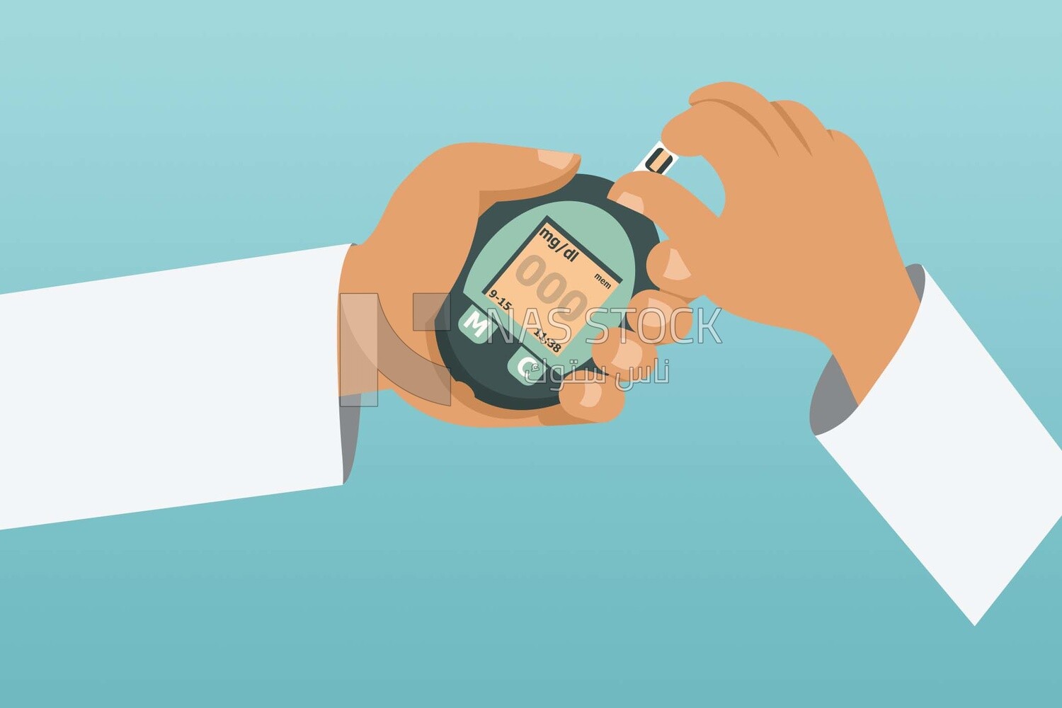 Character holding a diabetes test, icons and templates, vector illustrator