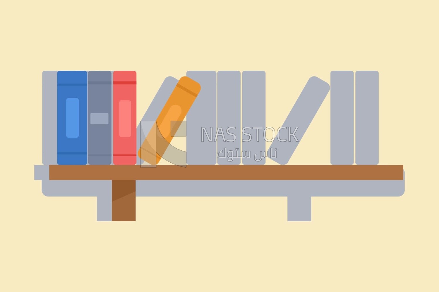 Shelf with books on it, icons and templates, vector illustrator