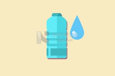 Bottle icon beside a drop of water, icons and templates, vector illustrator