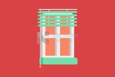 Window with curtains, icons and templates, vector illustrator