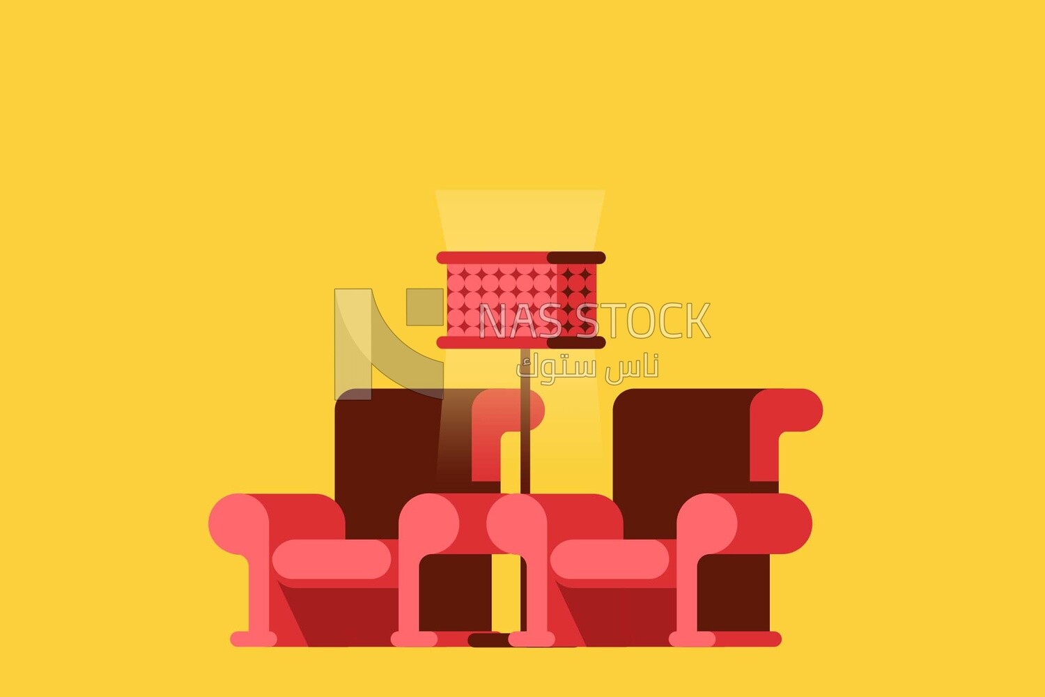 Floor lamp between two chairs, icons and templates, vector illustrator