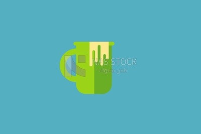 Green mug, icons and templates, vector illustrator