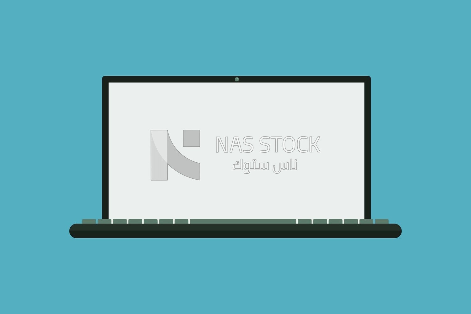 Laptop with white screen, icons and templates, vector illustrator