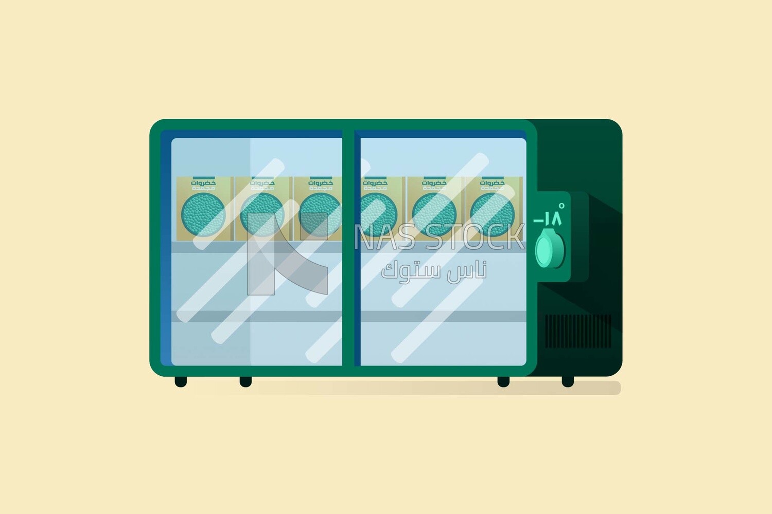 Fridge with green beans on it, icons and templates, vector illustrator