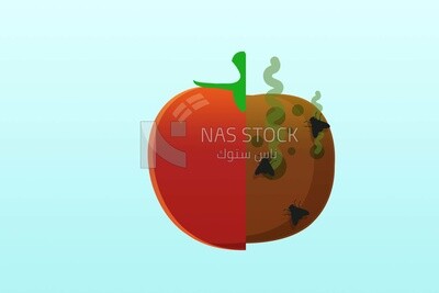Apple is half good and the other half bad, icons and templates, vector illustrator