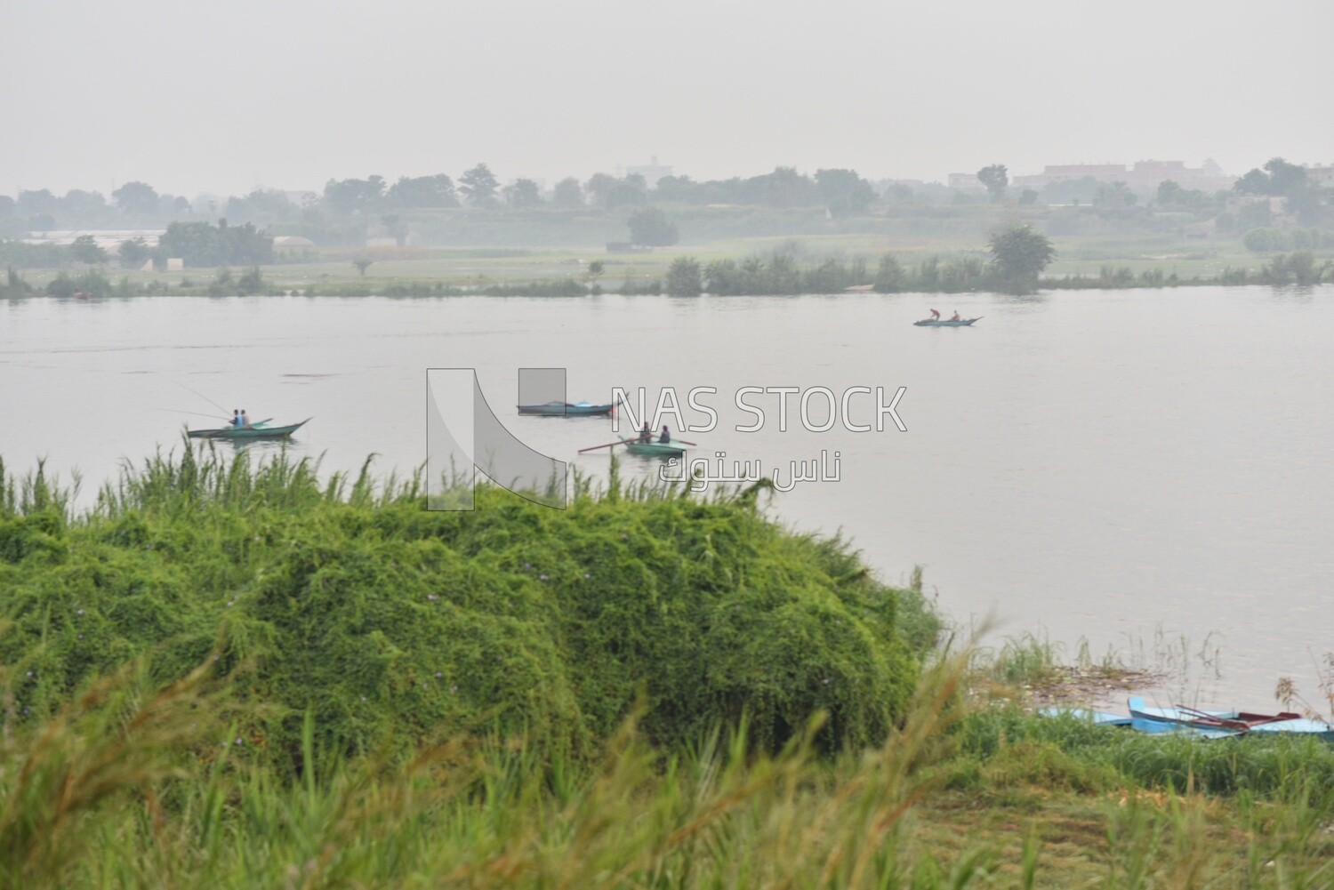 Fishing boats sailing on the Nile River, Egypt