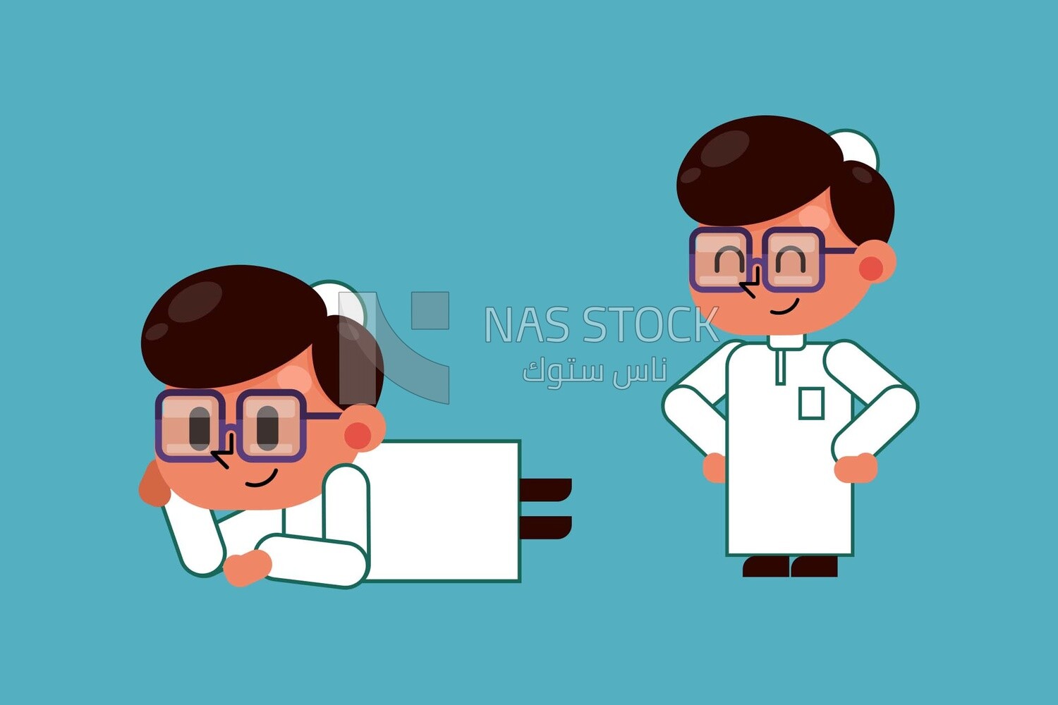 Two characters of boys with different poses, vector illustrator