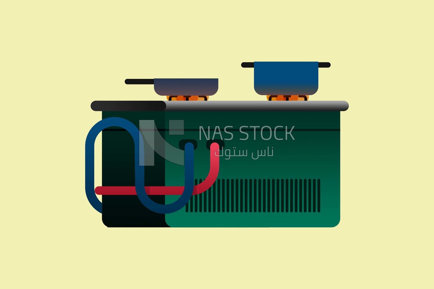 Cooker with pots on it, icons and templates, vector illustrator