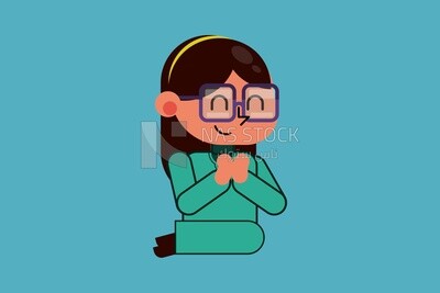 Character of a girl sitting on the floor, vector illustrator