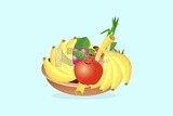 Plate of fruits, icons and templates, vector illustrator