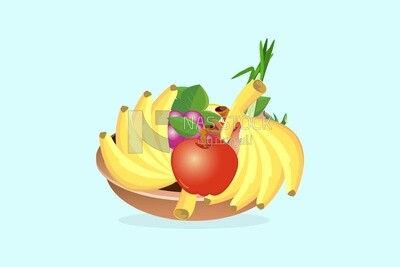 Plate of fruits, icons and templates, vector illustrator