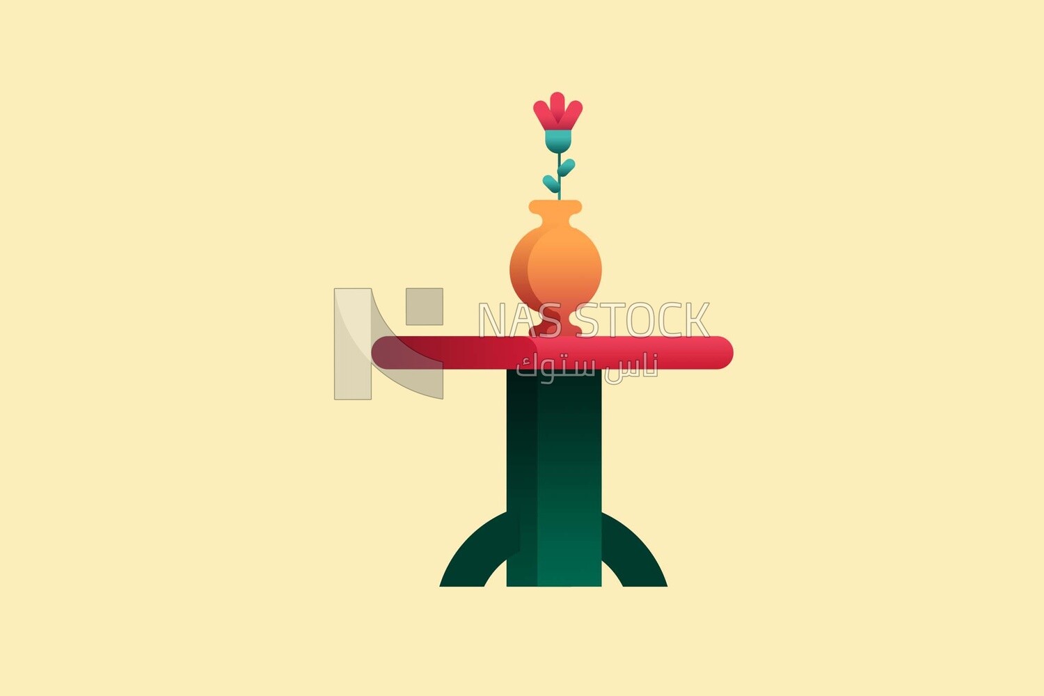Table with a vase on it, icons and templates, vector illustrator