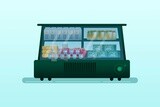 Fridge with food on it, icons and templates, vector illustrator