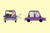 Two characters of two gulf men driving a car, vector illustrator