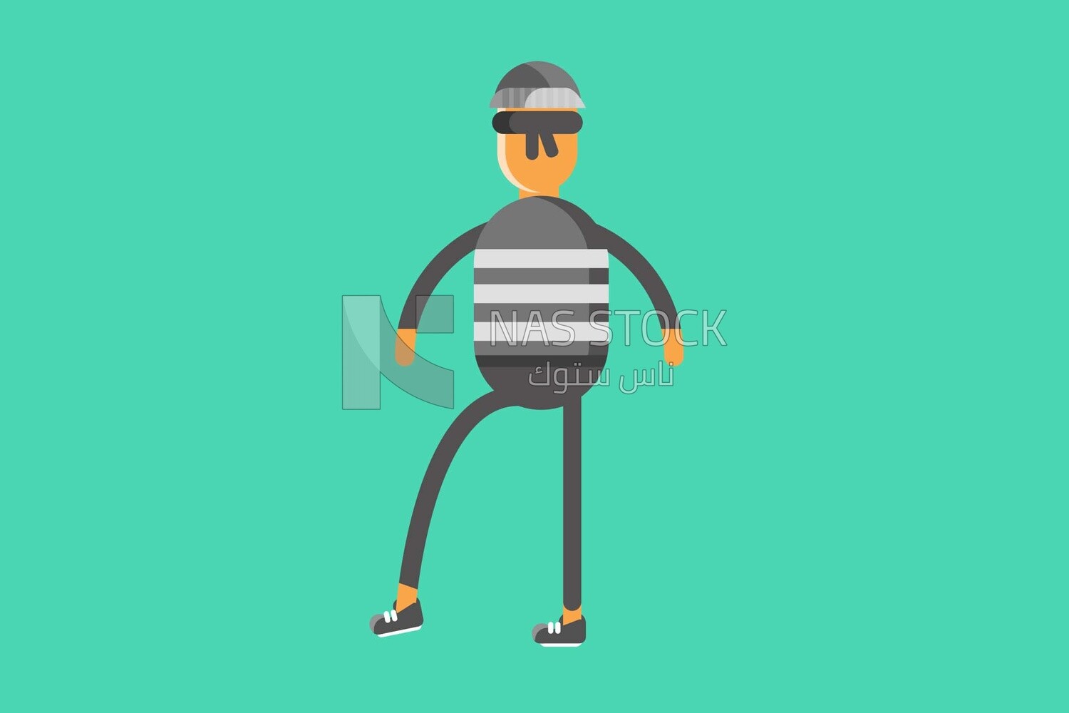 The back of a character of a thief, vector illustrator