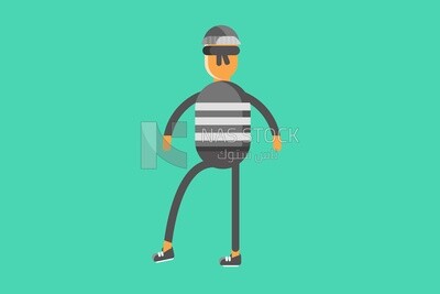 The back of a character of a thief, vector illustrator