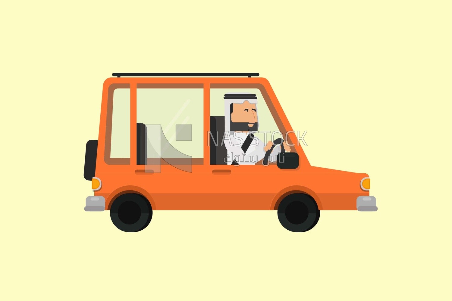 Character of a gulf man driving a car, vector illustrator