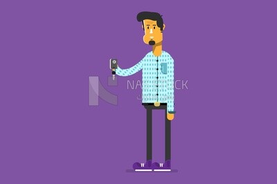 شخصية رجل يحمل مفتاح السيارة ، فيكتور اليستريتور