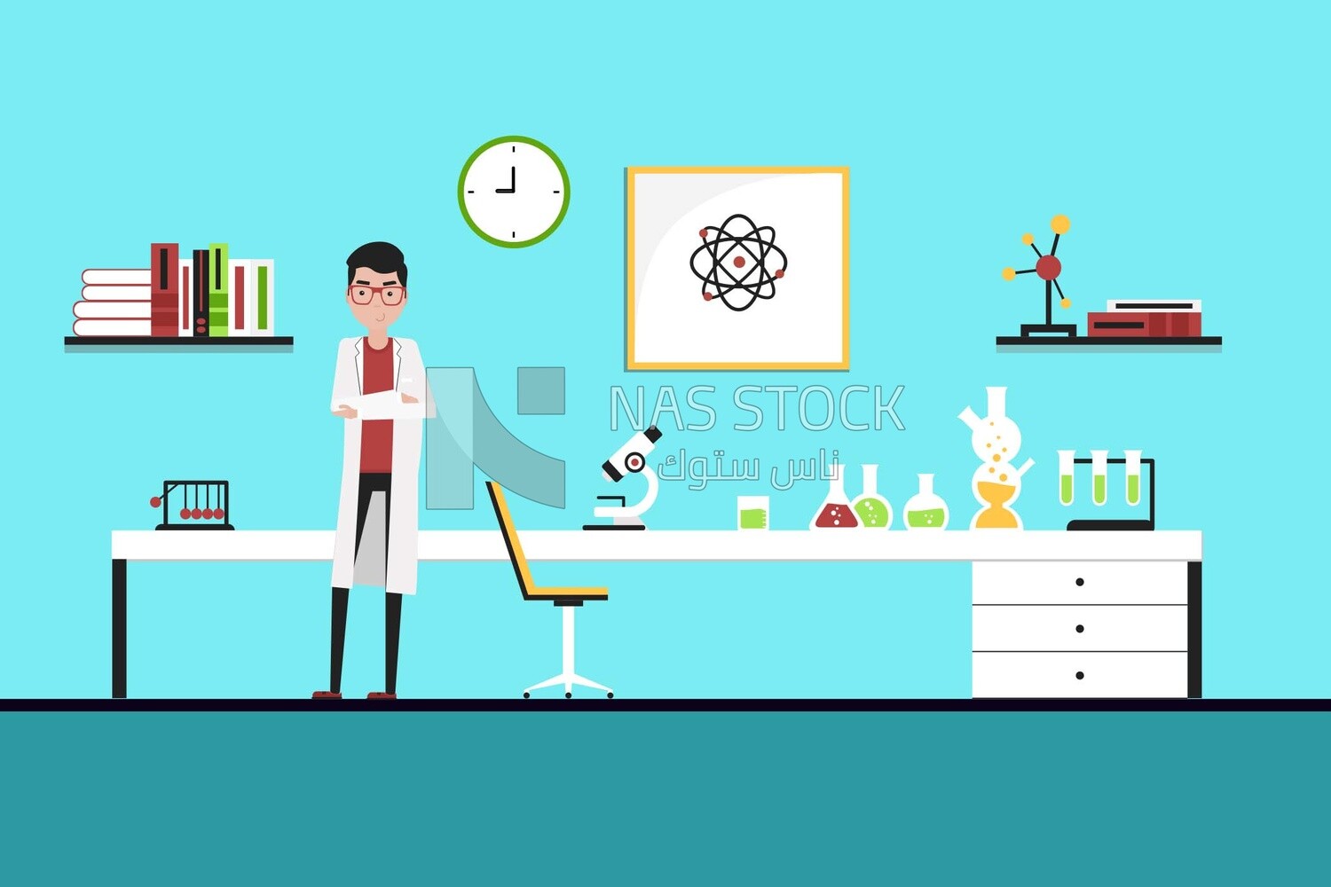 View of a Character of a doctor in the lab, vector illustrator