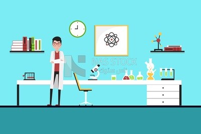 View of a Character of a doctor in the lab, vector illustrator