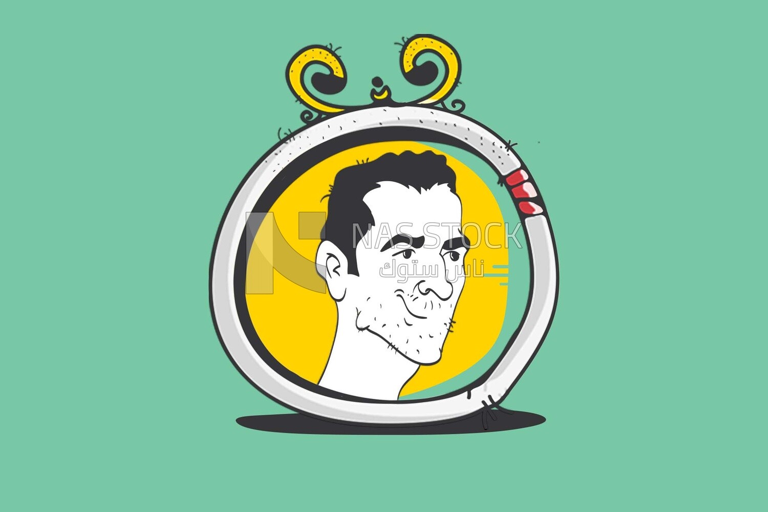 Face of a man in a frame circle, icons, templates and vector illustrator