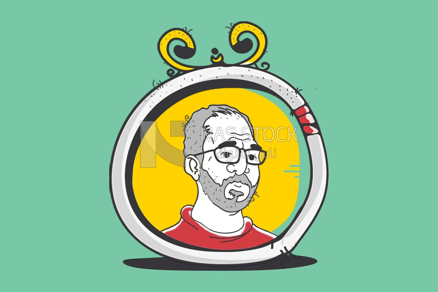 Face of a man in a frame circle, icons, templates and vector illustrator