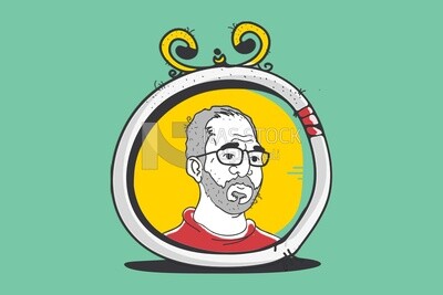 Face of a man in a frame circle, icons, templates and vector illustrator