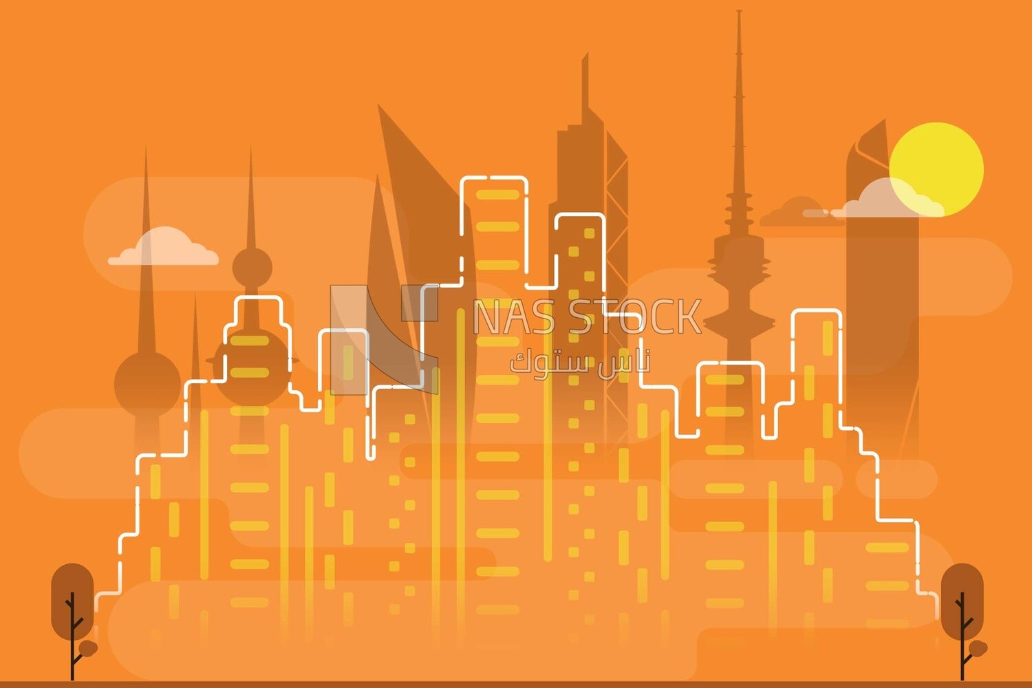 View of the city, wallpaper, vector illustrator