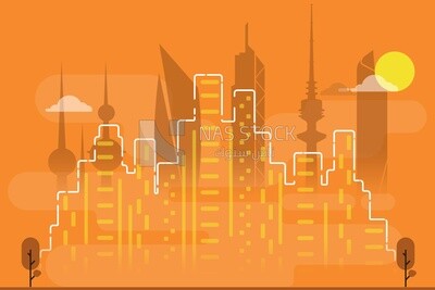 View of the city, wallpaper, vector illustrator