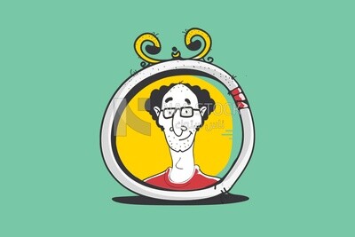 Face of a man in a frame circle, icons, templates and vector illustrator