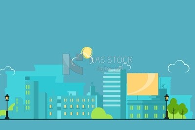 View of the city at night, vector illustrator
