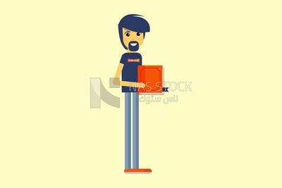 Character of a man holding a book, vector illustrator