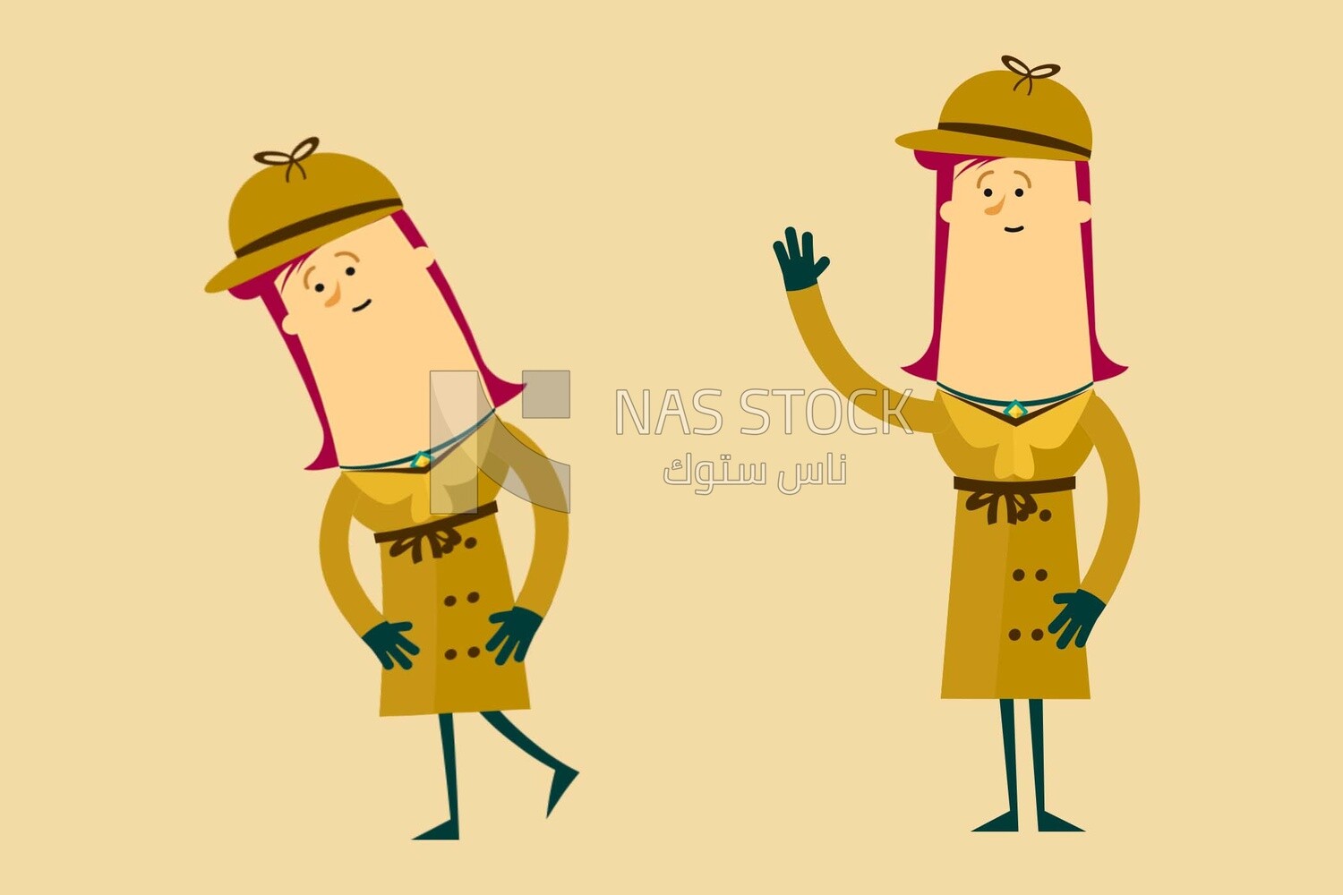 Two character of women with different poses, vector illustrator