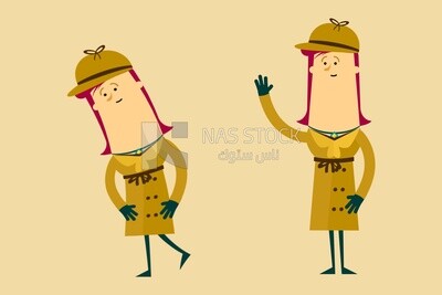 Two character of women with different poses, vector illustrator