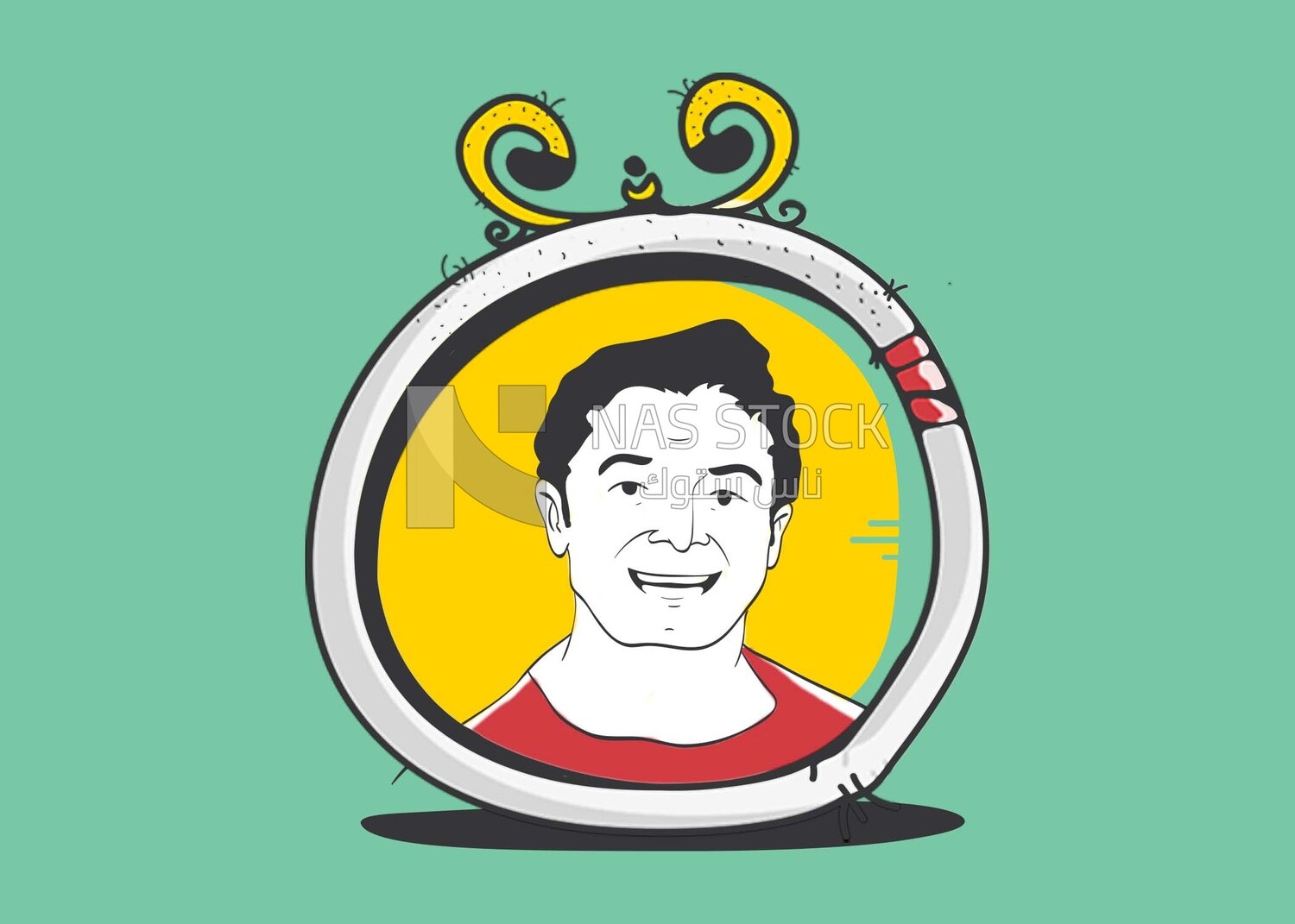 Face of a man in a frame circle, icons, templates and vector illustrator
