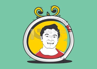 Face of a man in a frame circle, icons, templates and vector illustrator