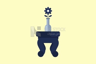 Table with a vase on it, icons and templates, vector illustrator