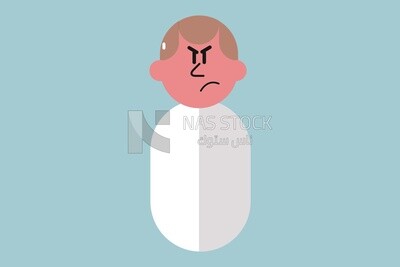 Character of a man looks like he is angry, vector illustrator