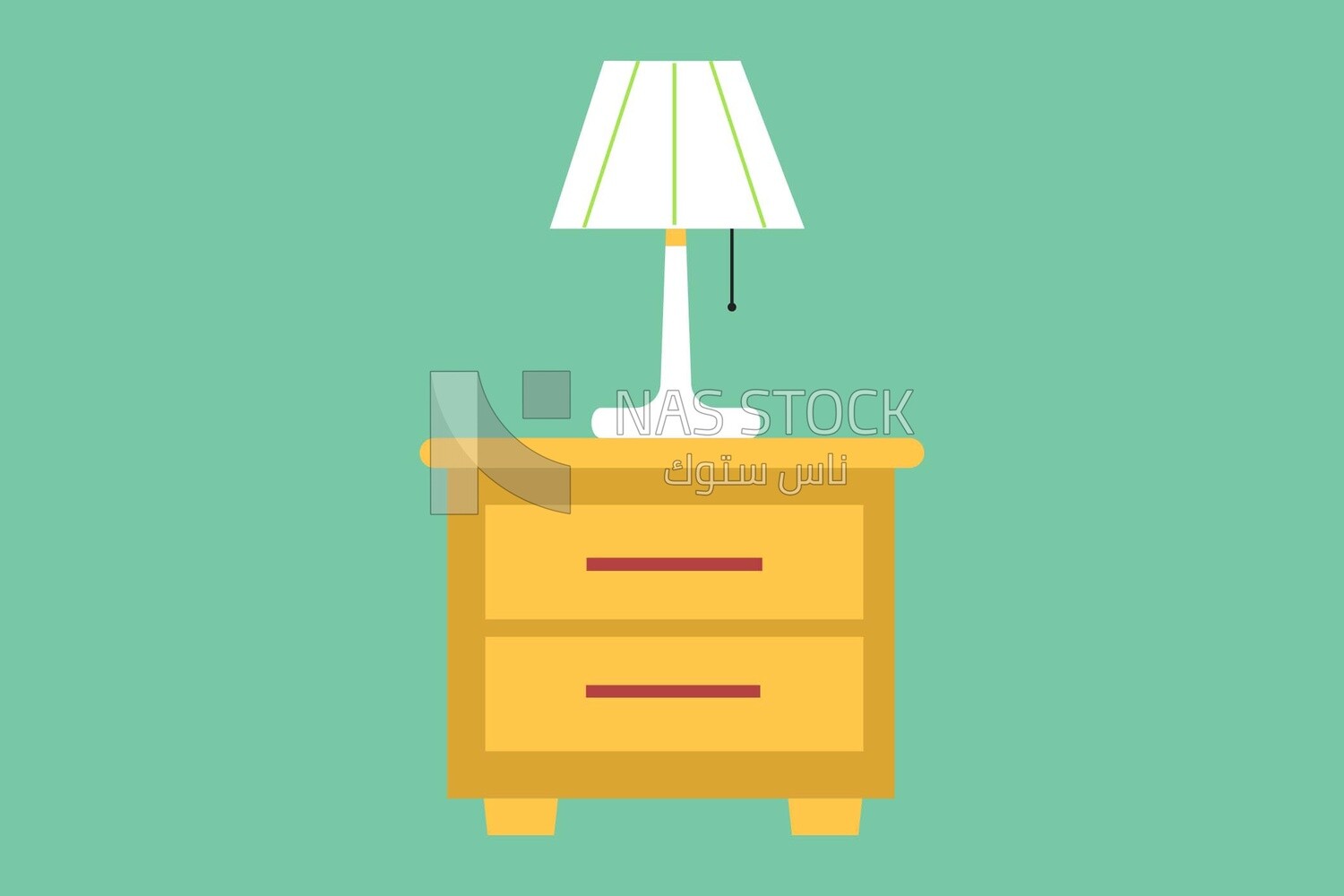 Bedside table with a lamp, icons, templates and vector illustrator