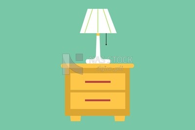 Bedside table with a lamp, icons, templates and vector illustrator