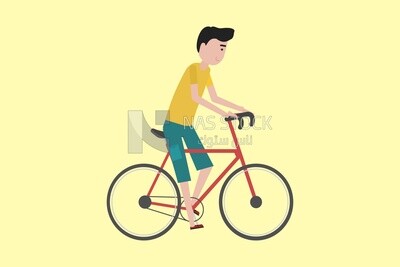 Character of a boy riding a bike, icons, templates and vector illustrator