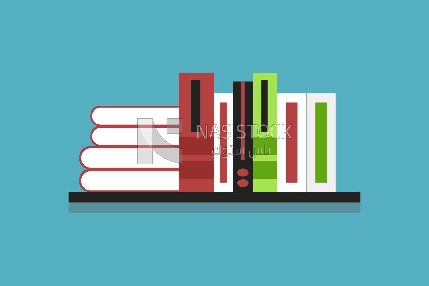 Shelf with books on it, icons, templates and vector illustrator
